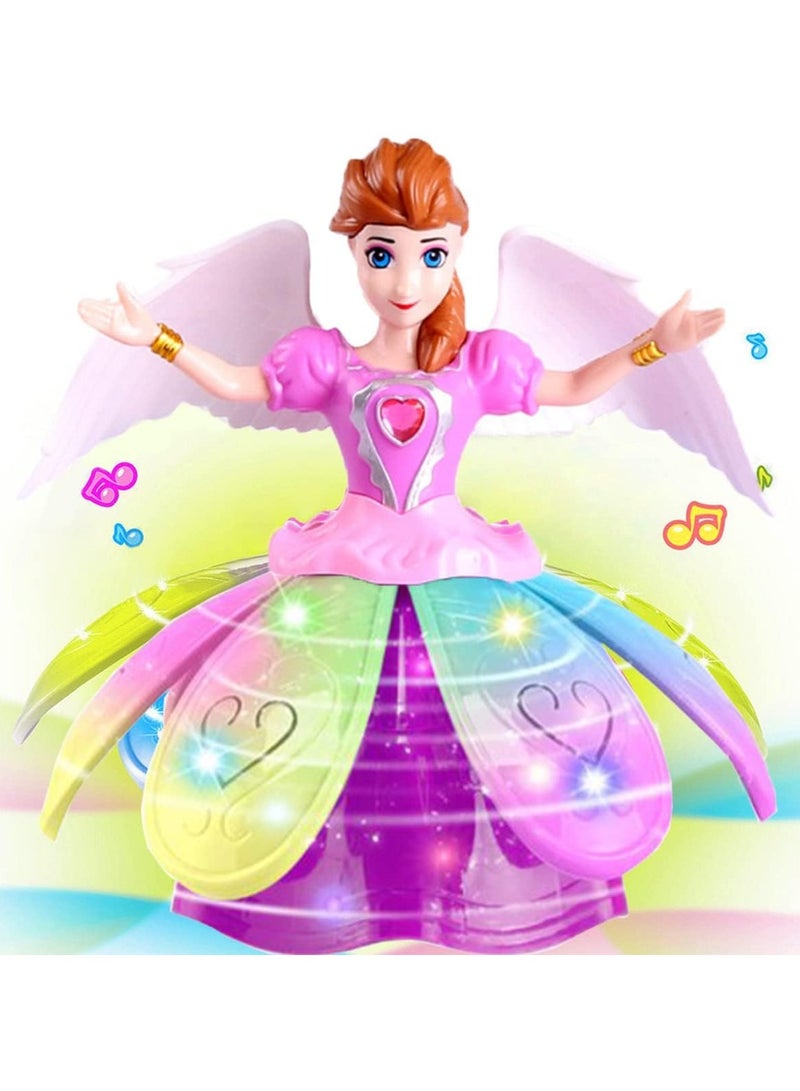 دمية الأميرة الراقصة المضيئة مع أضواء LED ثلاثية الأبعاد وموسيقى ودوران 360° – دمية ملاك راقصة مزودة بخاصية Bump-and-Go لتغيير الاتجاه تلقائيًا، لعبة ترفيهية للبنات مع أجنحة مضيئة وموسيقى ساحرة، هدية مثالية للأطفال من عمر 3 سنوات فأكثر - Image 1