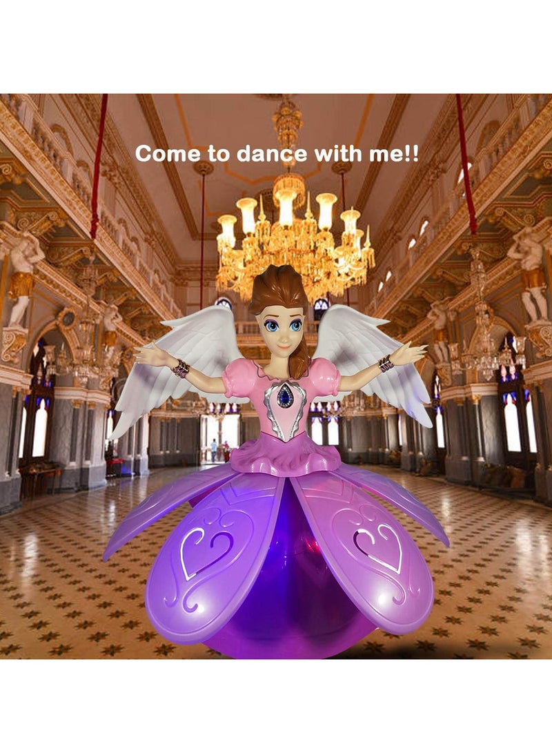 دمية الأميرة الراقصة المضيئة مع أضواء LED ثلاثية الأبعاد وموسيقى ودوران 360° – دمية ملاك راقصة مزودة بخاصية Bump-and-Go لتغيير الاتجاه تلقائيًا، لعبة ترفيهية للبنات مع أجنحة مضيئة وموسيقى ساحرة، هدية مثالية للأطفال من عمر 3 سنوات فأكثر - Image 3