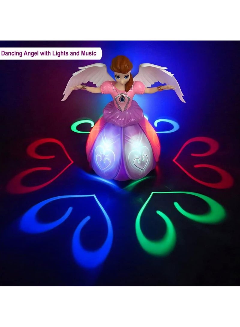 دمية الأميرة الراقصة المضيئة مع أضواء LED ثلاثية الأبعاد وموسيقى ودوران 360° – دمية ملاك راقصة مزودة بخاصية Bump-and-Go لتغيير الاتجاه تلقائيًا، لعبة ترفيهية للبنات مع أجنحة مضيئة وموسيقى ساحرة، هدية مثالية للأطفال من عمر 3 سنوات فأكثر - Image 4