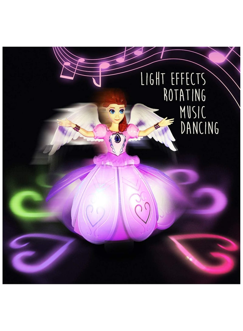 دمية الأميرة الراقصة المضيئة مع أضواء LED ثلاثية الأبعاد وموسيقى ودوران 360° – دمية ملاك راقصة مزودة بخاصية Bump-and-Go لتغيير الاتجاه تلقائيًا، لعبة ترفيهية للبنات مع أجنحة مضيئة وموسيقى ساحرة، هدية مثالية للأطفال من عمر 3 سنوات فأكثر - Image 5