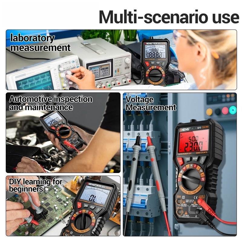 Digital Multimeter: 20000-Count High-Precision Black Device - Wide Measurement Range With Dual Fuses, LCD Backlit Screen NCV Non-Contact Voltage Detector for Professional Electronic Repair, Photovolta - Image 2