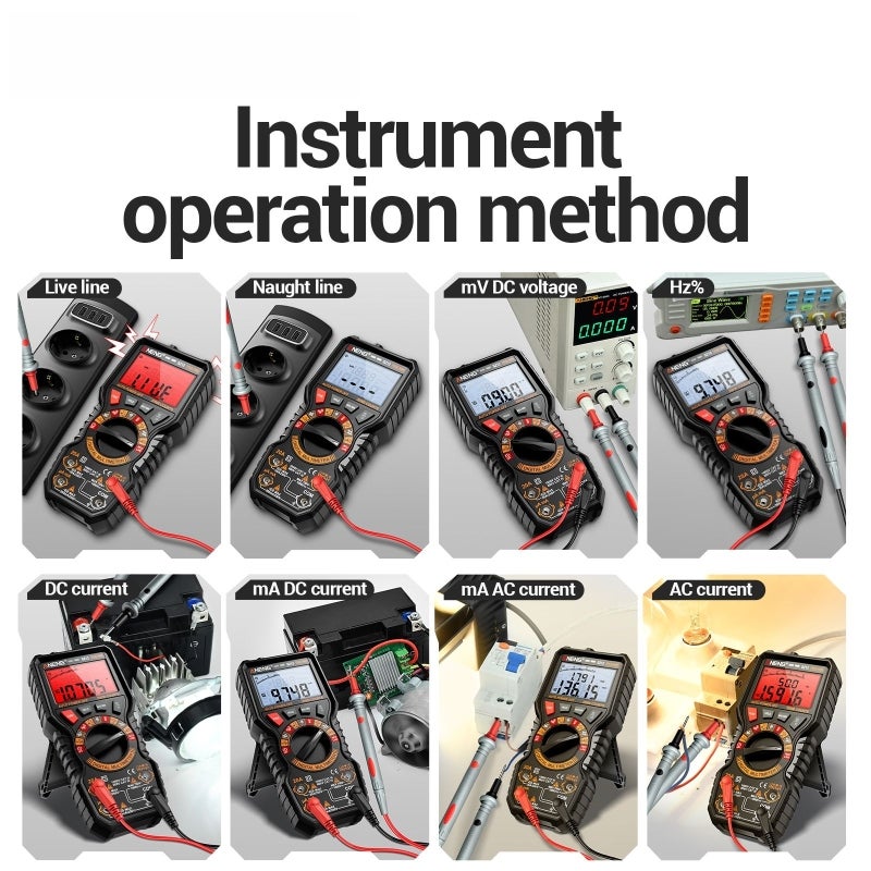 Digital Multimeter: 20000-Count High-Precision Black Device - Wide Measurement Range With Dual Fuses, LCD Backlit Screen NCV Non-Contact Voltage Detector for Professional Electronic Repair, Photovolta - Image 5
