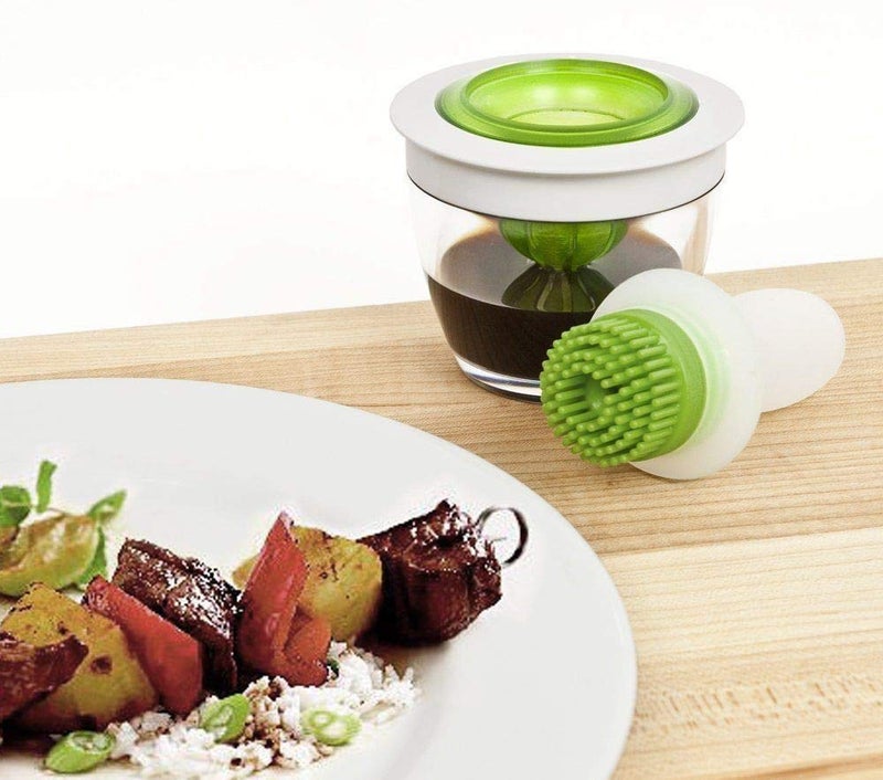 Styxon Kitchen Silicone Oil Bottle Brush Dispenser Glass Bowl Container and Silicone Pastry Brush Set for Cooking, BBQ, Baking and Grilling (Green) - Image 4