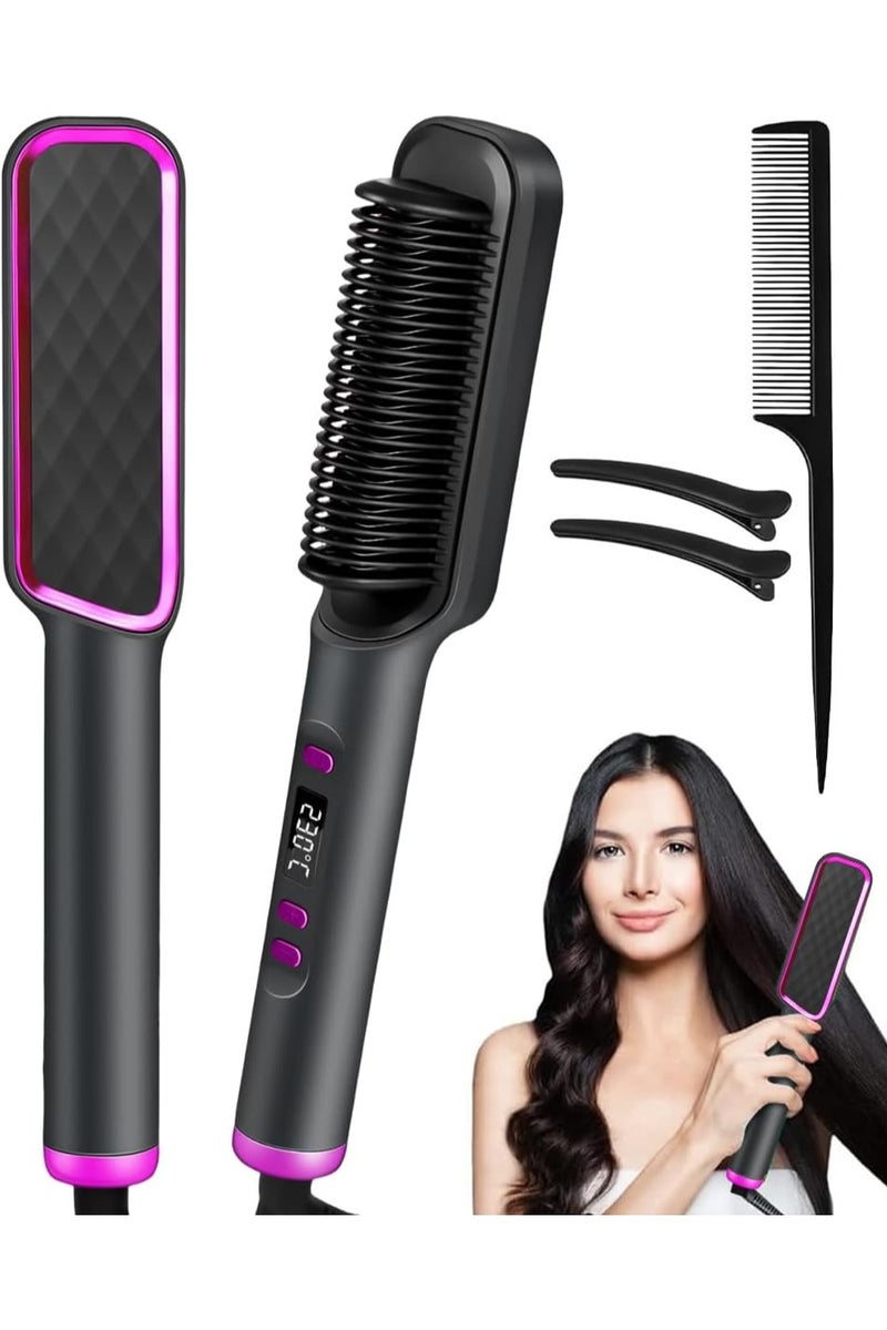 ECVV فرشاة فرد الشعر، مشط فرد الشعر الأيوني للنساء، تسخين سريع خلال 20 ثانية وضبط درجة الحرارة (80-230°C)، شاشة LED/مضاد للحروق، تصفيف صالون في المنزل - Image 1