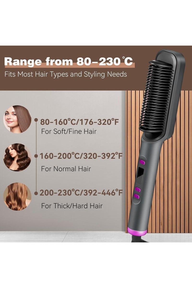 ECVV فرشاة فرد الشعر، مشط فرد الشعر الأيوني للنساء، تسخين سريع خلال 20 ثانية وضبط درجة الحرارة (80-230°C)، شاشة LED/مضاد للحروق، تصفيف صالون في المنزل - Image 4