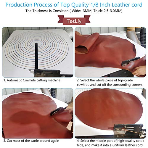 TeeLiy 3MM Flat Genuine Leather Cord - Natural Leather Lacing - Strip Cord Braiding String for Jewelry Making Shoe Lace Braided Bracelets Necklaces Handbags Knife Sheaths Brown (5Yards) - Image 2