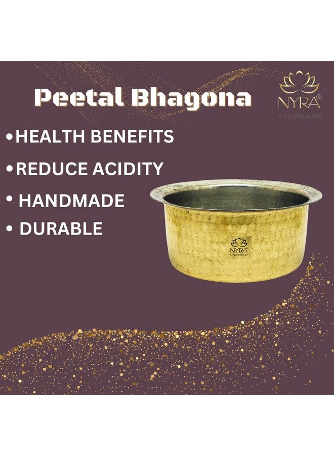 Nyra® Pure Brass Kalai Tope/Patila/Bhagona, Peetal Heavy Gauge Tope with Tin Coating (Kalai Work) Inside (Capacity - 1.5 LTR) - Image 4