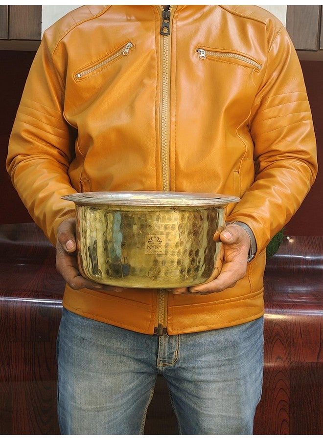 Nyra® Pure Brass Kalai Tope/Patila/Bhagona, Peetal Heavy Gauge Tope with Tin Coating (Kalai Work) Inside (Capacity - 1.5 LTR) - Image 5