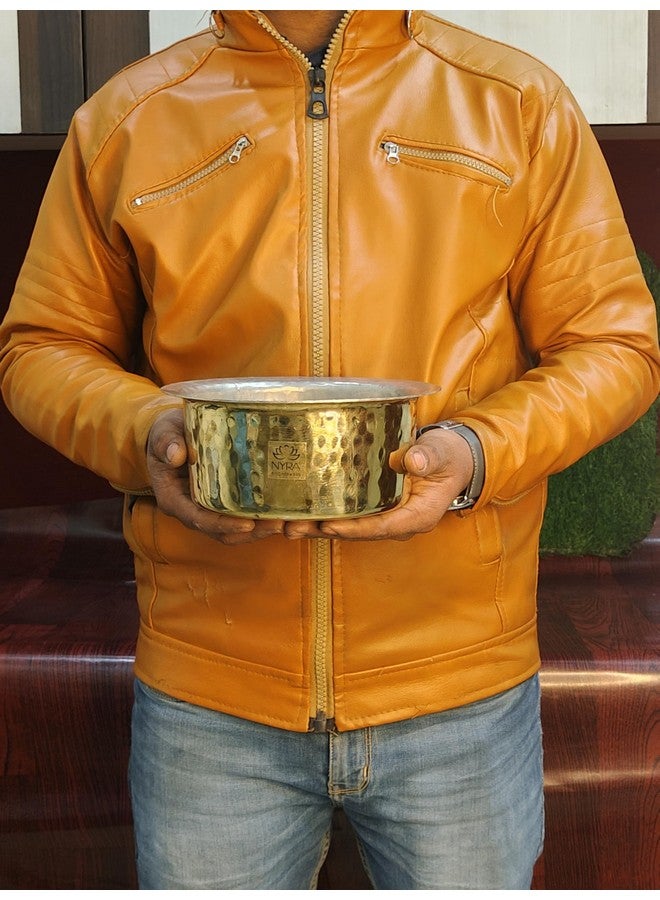Nyra® Pure Brass Kalai Tope/Patila/Bhagona, Peetal Heavy Gauge Tope with Tin Coating (Kalai Work) Inside (Capacity - 1.5 LTR) - Image 2