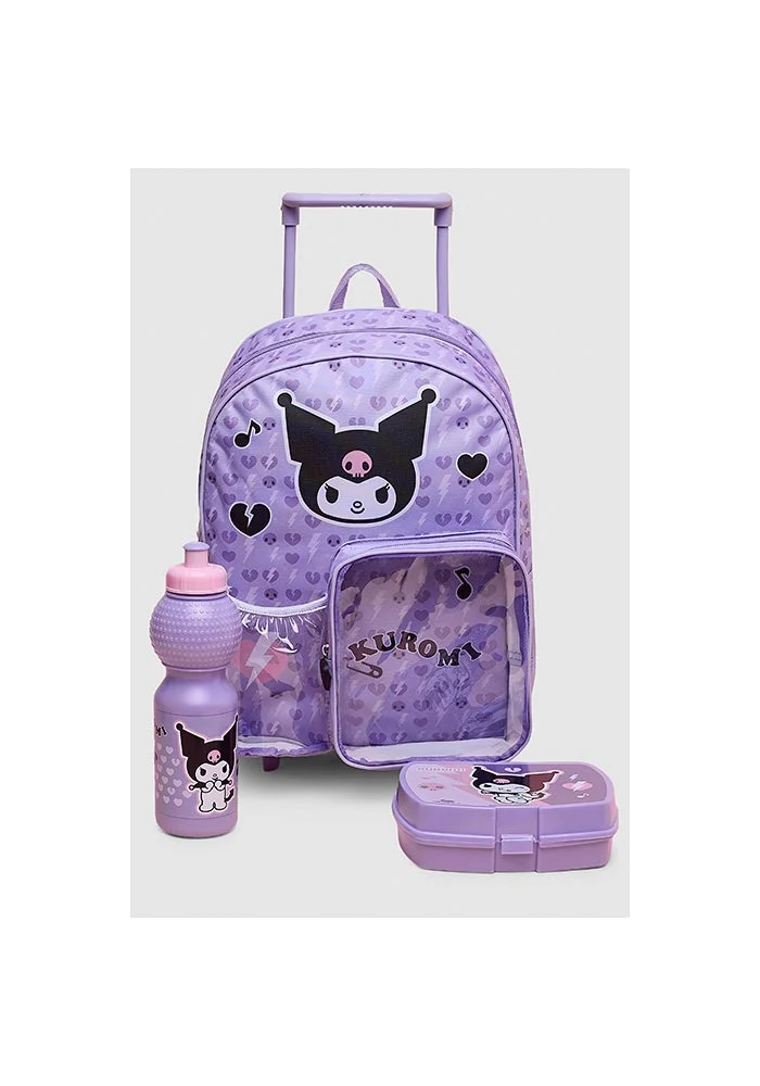 أر أند بي 3 Pack Kuromi Print Trolley Backpack Set - 12"