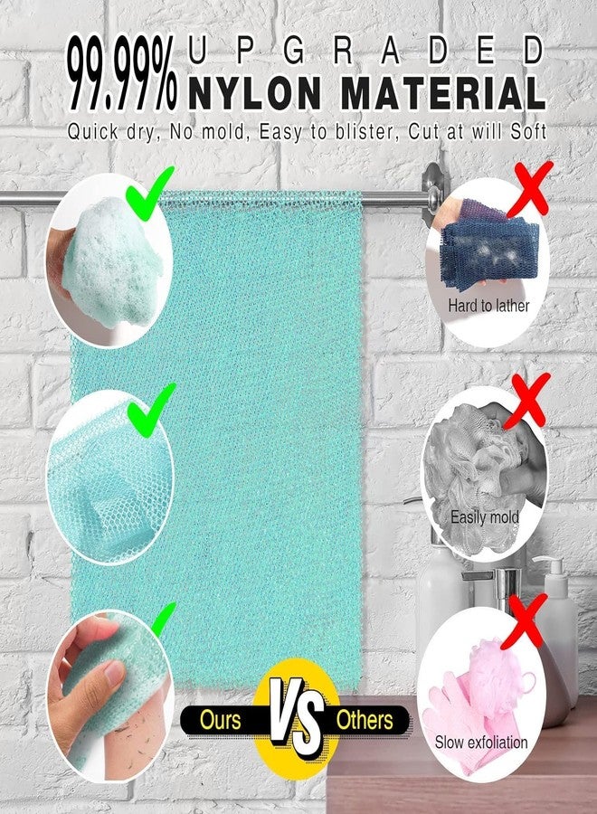UJFQBH 2 Pieces African Bath Sponge African Net Long Net Bath Sponge Exfoliating Shower Body Scrubber Back Scrubber Skin Smoother,Great for Daily Use (Green) - Image 2