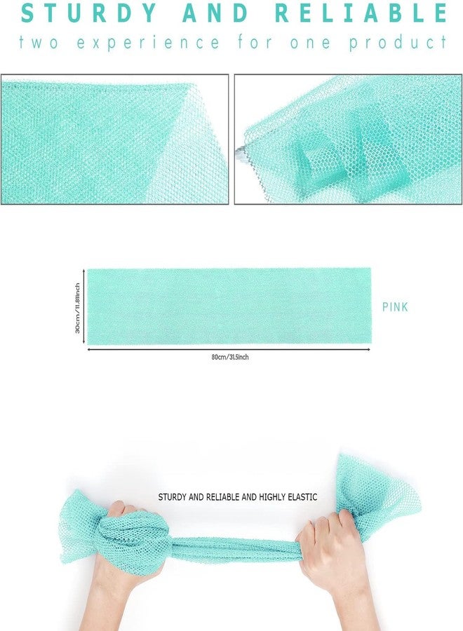 UJFQBH 2 Pieces African Bath Sponge African Net Long Net Bath Sponge Exfoliating Shower Body Scrubber Back Scrubber Skin Smoother,Great for Daily Use (Green) - Image 3