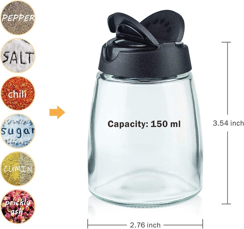 Celiseaya Glass Spice Jars, Double Lids Seasoning Shakers Glass Bottles Spice Shakers Sifter Barbecue Salt & Pepper Shaker Container (4PCS） - Image 2