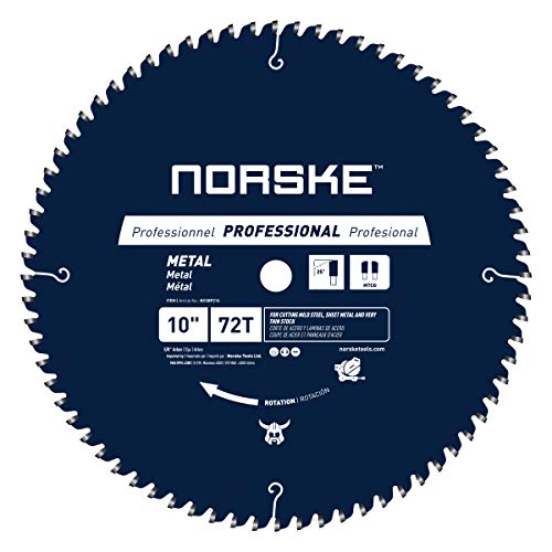 Norske Tools NCSBP216 10 inch 72T Metal Cutting Saw Blade For Steel Roofing, Metal Siding, Steel Pipe, Steel Studs & More 5/8 inch Bore - Image 1