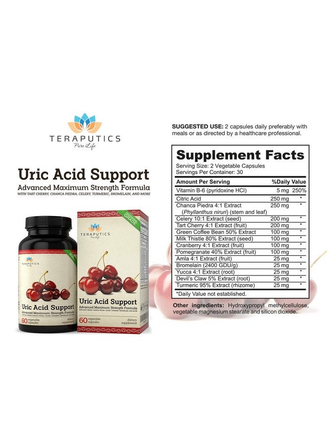 تيرابيتكس تركيبة دعم حمض البوليك | مكمل غذائي متقدم لتطهير حمض البوليك ودعم الكلى - يحتوي على مركّز الكرز الحامض، مستخلص بذور الكرفس + 12 مكونًا آخر عالي الفعالية، 60 كبسولة نباتية - Image 2