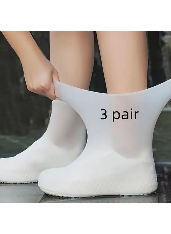 10 White Rainproof Latex Shoe Covers Snug Fit Non Slip Tear Resistant Thick Material For Construction Farm Work Laboratory Protection Travel Hiking - Image 2