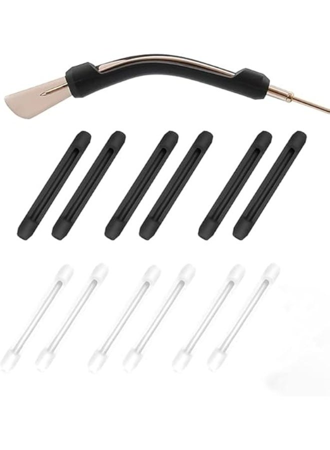 سيليكون النظارات الساق حلقة مضادة للانزلاق النظارات مرنة سماعات الأذن مرنة وخفيفة مناسبة للنظارات الشمسية القديمة 12 مع الأبيض والأسود، وحجم واحد - Image 1