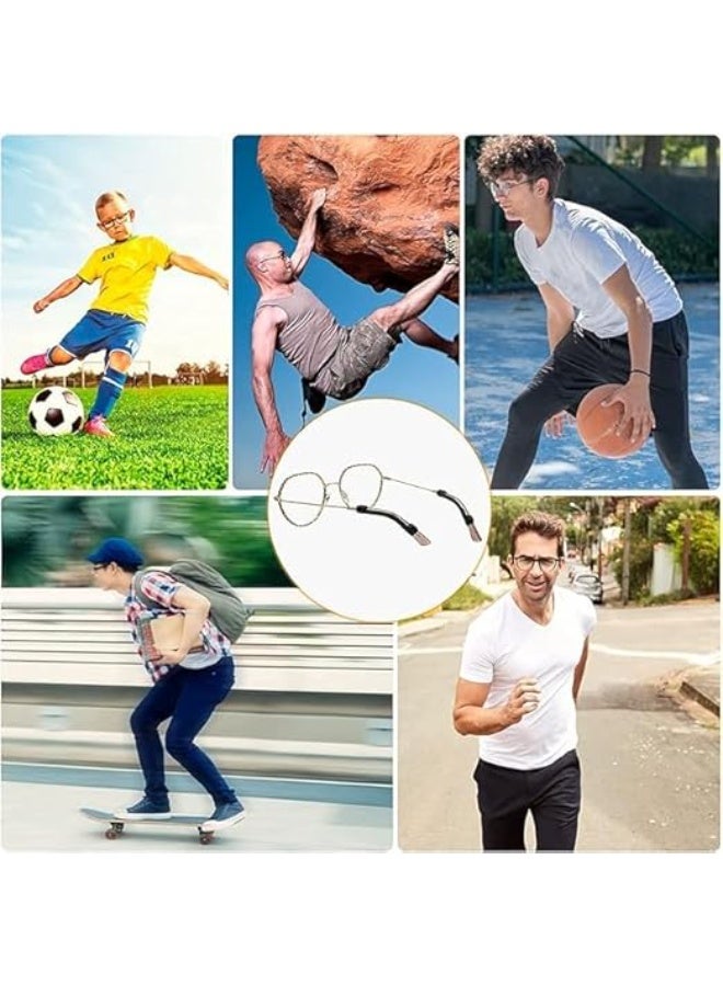 سيليكون النظارات الساق حلقة مضادة للانزلاق النظارات مرنة سماعات الأذن مرنة وخفيفة مناسبة للنظارات الشمسية القديمة 12 مع الأبيض والأسود، وحجم واحد - Image 2