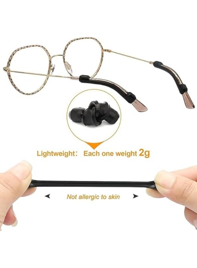 سيليكون النظارات الساق حلقة مضادة للانزلاق النظارات مرنة سماعات الأذن مرنة وخفيفة مناسبة للنظارات الشمسية القديمة 12 مع الأبيض والأسود، وحجم واحد - Image 4