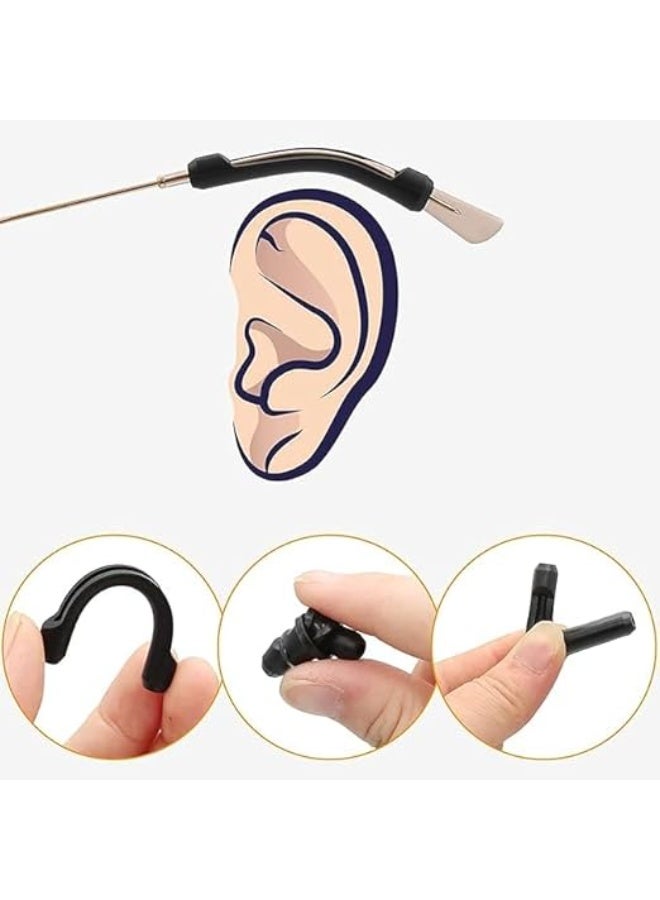 سيليكون النظارات الساق حلقة مضادة للانزلاق النظارات مرنة سماعات الأذن مرنة وخفيفة مناسبة للنظارات الشمسية القديمة 12 مع الأبيض والأسود، وحجم واحد - Image 3