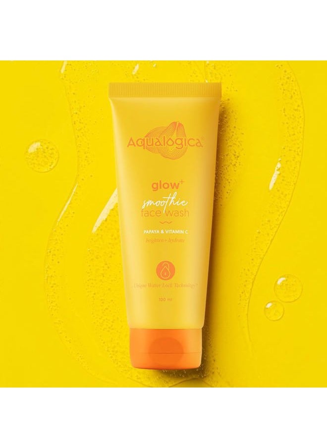 Aqualogica Glow+ Smoothie Face Wash | with Vitamin C & Papaya | Gently Cleanses Dirt & Impurities | Helps Reveal Healthy Glowing Skin | 3.38 Fl Oz/100ml  - Image 2