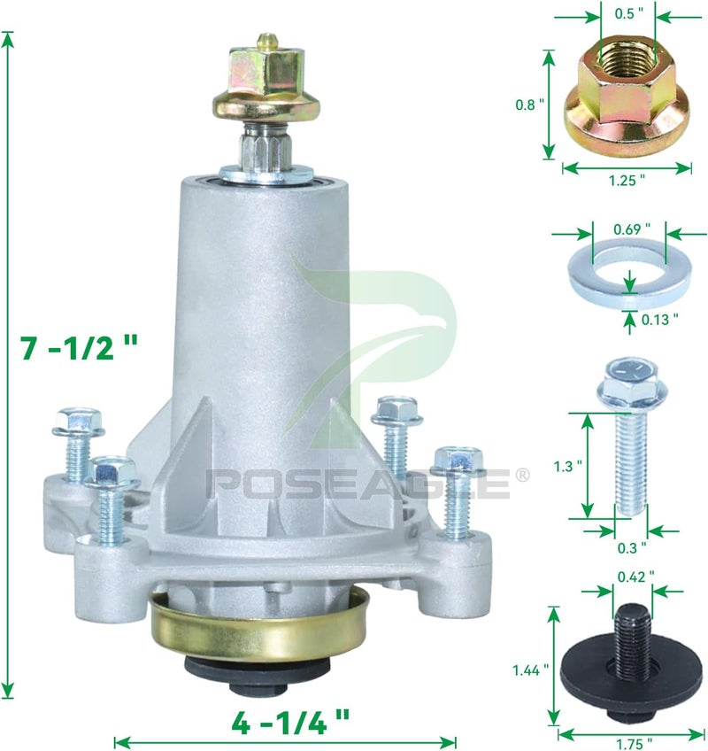POSEAGLE Pre-Greased 587819701 Spindle Assembly Kit Replaces Craftsman 187292 187281 192870 192872 Husqvarna 587125401 532187281 587820301 532187292 587253301 539112057 532125907 532192870 - Image 3