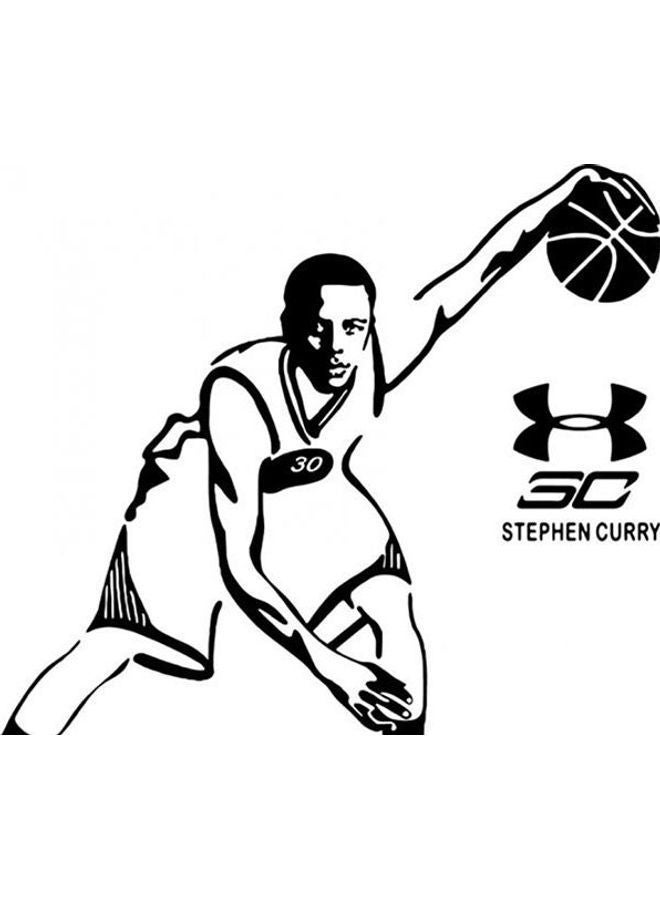 NIBEMINENT Basketball 30 living room bedroom study background glass decorative painting creative wall stickers can be removed TL125 Black 85X75cm - Image 1