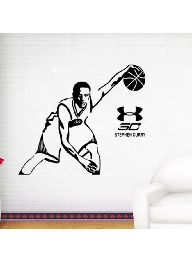 NIBEMINENT Basketball 30 living room bedroom study background glass decorative painting creative wall stickers can be removed TL125 Black 85X75cm - Image 2