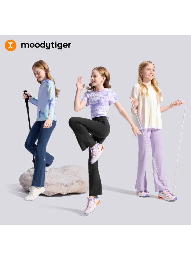 Moodytiger Girls' Micro-flare Pants, Warm High-elasticity Winter Style, Children's Sports Pants, Breathable Fleece-lined Casual Trousers | Xiao Yunduo S - Image 3