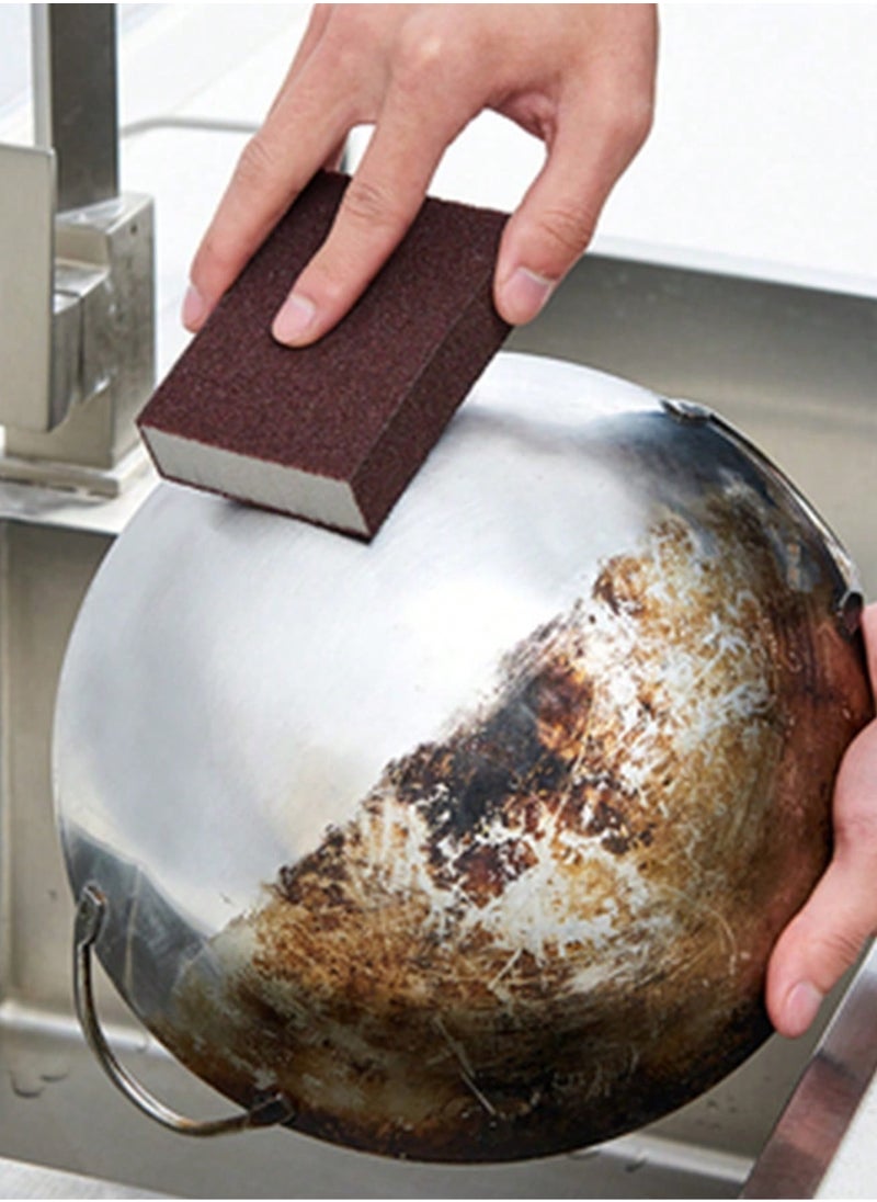 Generic A sponge brush for removing rust, stubborn stains, and burnt residues, designed to clean cookware and kitchen utensils while giving them a shiny finish. Comes in a set of 5 pieces.  - Image 1