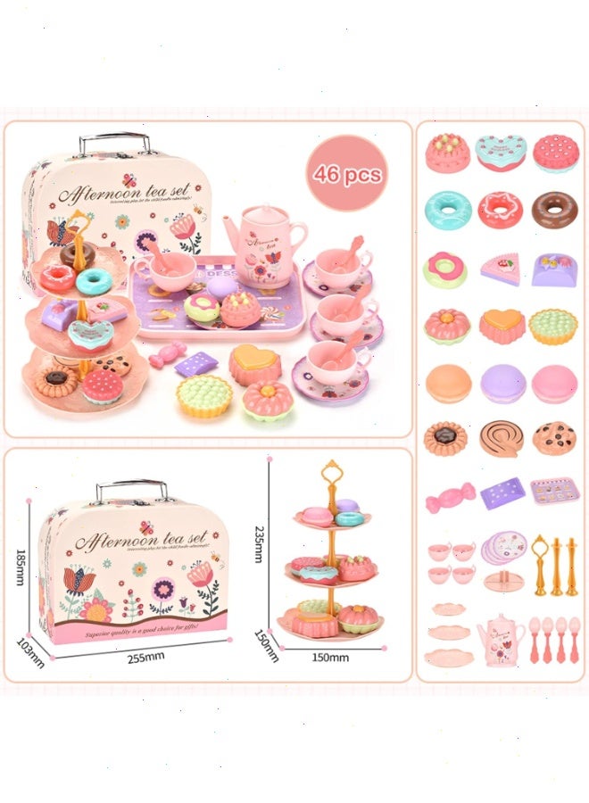 Topyich 42Pcs Toddler Tea Set Play - Pretend Toys with 3-Tier Dessert Stand & Carrying Case, Princess Kitchen Tea Party Toy for Girls - Image 2