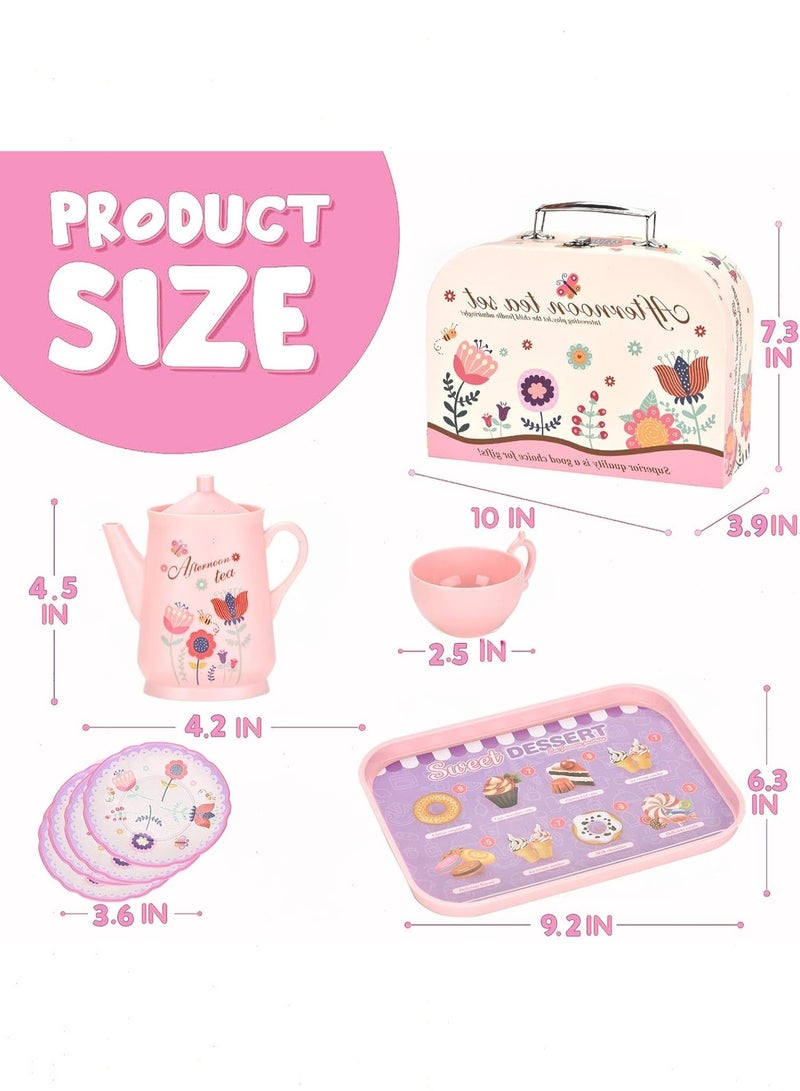 Topyich 42Pcs Toddler Tea Set Play - Pretend Toys with 3-Tier Dessert Stand & Carrying Case, Princess Kitchen Tea Party Toy for Girls - Image 3