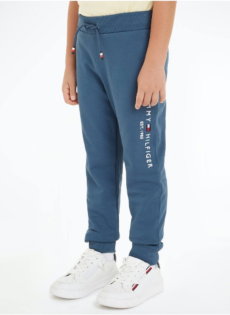 TOMMY HILFIGER - Kids' Dual Gender Th Established Essential Joggers -  Pure cotton terry, Blue - Image 1