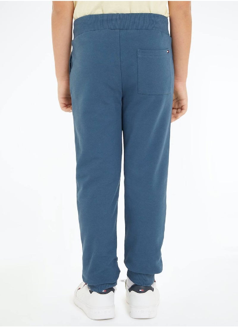 TOMMY HILFIGER - Kids' Dual Gender Th Established Essential Joggers -  Pure cotton terry, Blue - Image 1