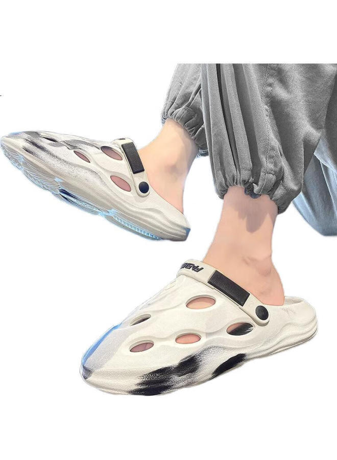 YUZHAOLIN Men'S Hollow Shoes Breathable Slip-On Driving Slippers Yy025 White Size 40/41 - Image 1