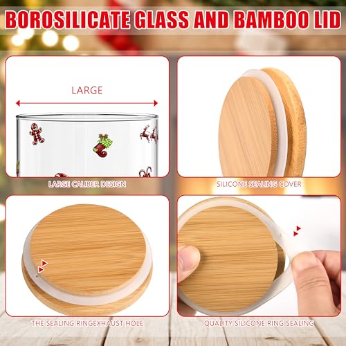 Fayoo 3 Pack Christmas Glass Storage Jars With Airtight Bamboo Lid Gnome Red Truck Canister Sets for Christmas Kitchen Countertop Decor Christmas Cookie Jars Candy Containers - Image 4