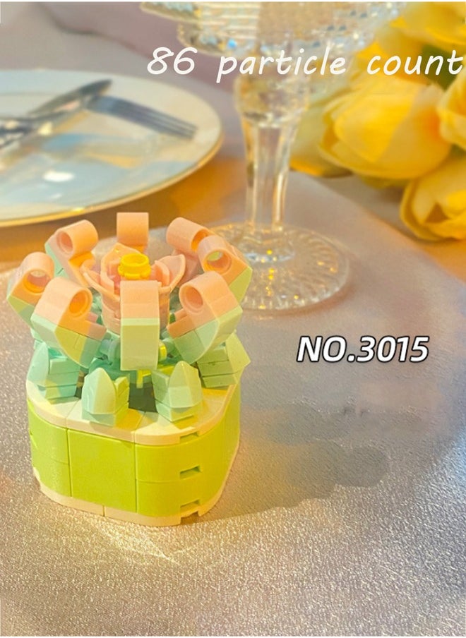 General Flowers Succulents 3.6MM Mini Building - 86PCS Flower Botanical Collection for Home Decoration Plant Building Blocks Toy  - Image 1