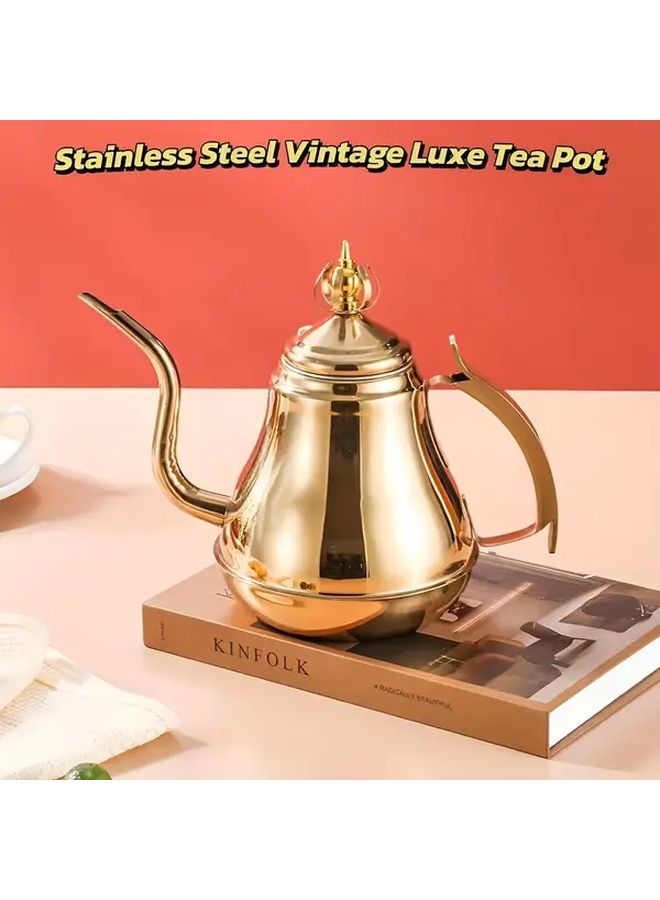 Golden Stainless Steel Teapot With Filter 1 8L European Novelty Design For Tea Coffee - Image 1