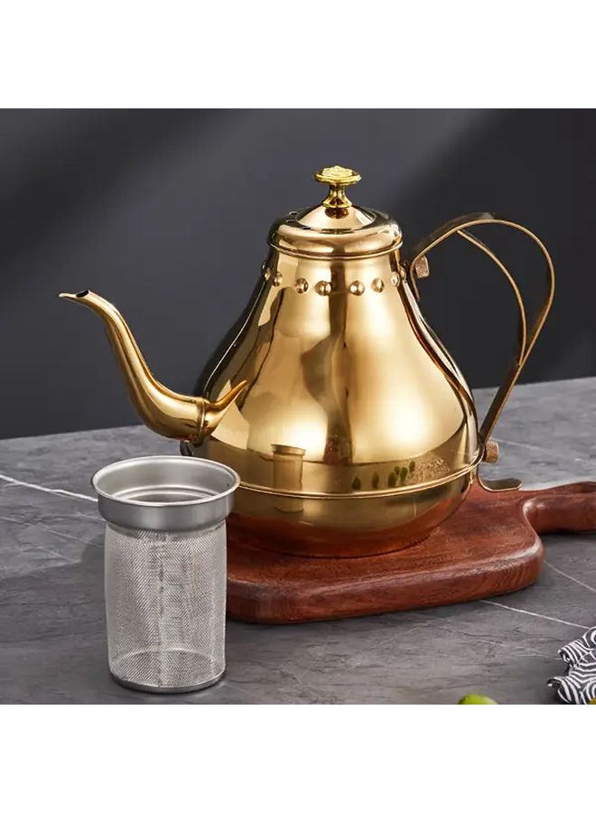 Golden Stainless Steel Teapot With Filter 1 8L European Novelty Design For Tea Coffee - Image 2