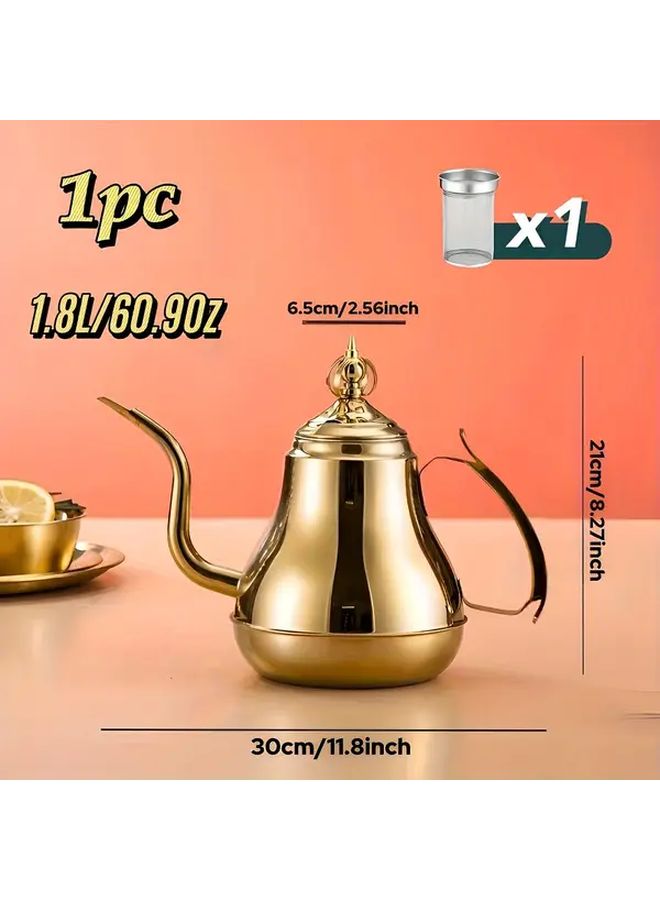 Golden Stainless Steel Teapot With Filter 1 8L European Novelty Design For Tea Coffee - Image 4