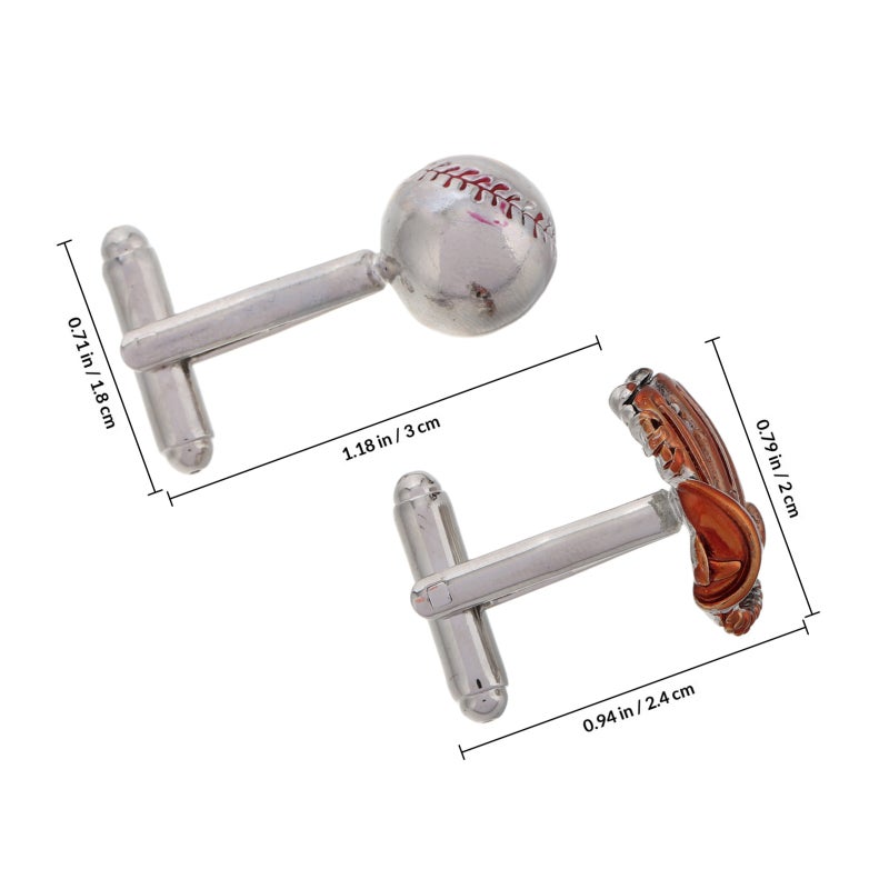 1 Pair Of Baseball-Themed For Men Suit Accessory Cuffs Buckles For Baseball Elegant Metal Decoration - Image 2