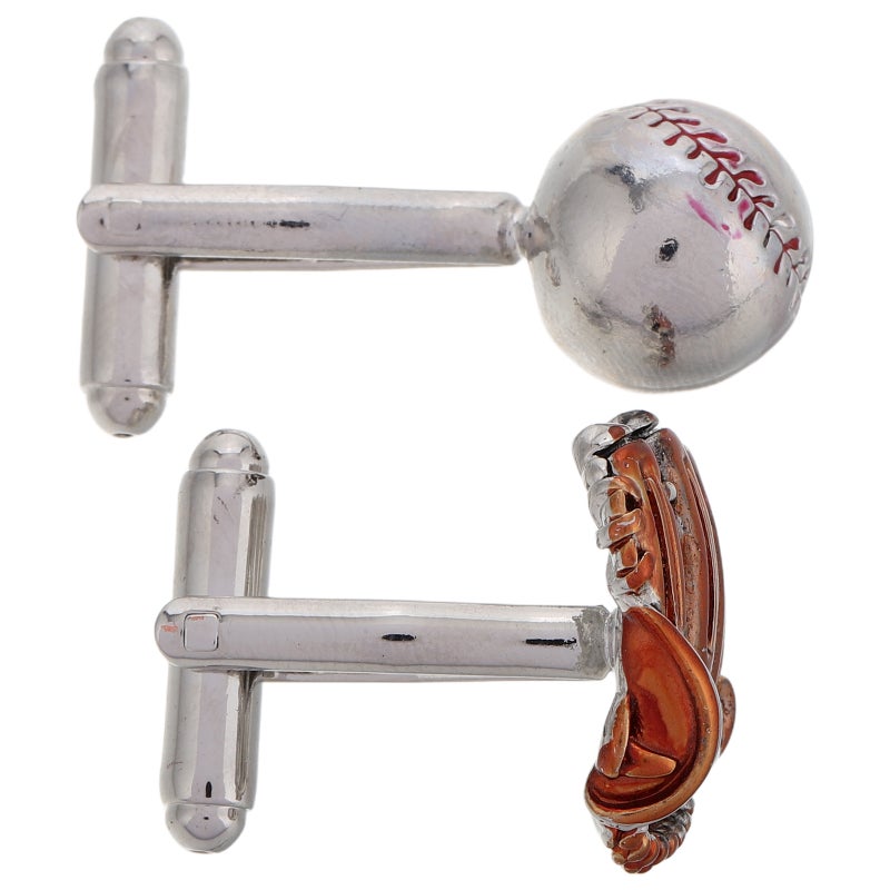 1 Pair Of Baseball-Themed For Men Suit Accessory Cuffs Buckles For Baseball Elegant Metal Decoration - Image 1