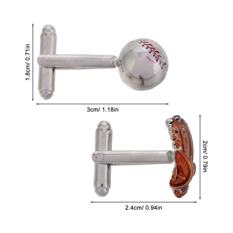 1 Pair Of Baseball-Themed For Men Suit Accessory Cuffs Buckles For Baseball Elegant Metal Decoration - Image 4