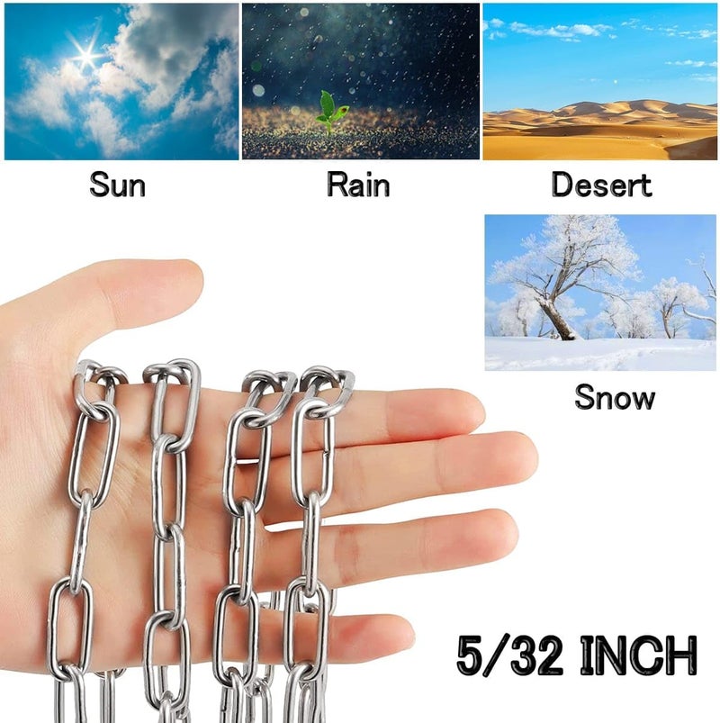 Lsqurel Stainless Steel Chain, 13ft Metal Chain Link Chain 5/32in Light Duty Chain Utility Chain Jack Chain for Home Outdoor Camping Hanging etc (5/32in-13ft) - Image 4