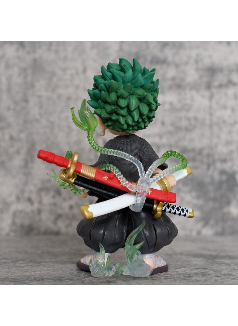 Pirate One Piece Q Edition Zoro Figure Cute Tabletop Anime Model Ornaments Car Ornaments Cute Restoration  - Image 2