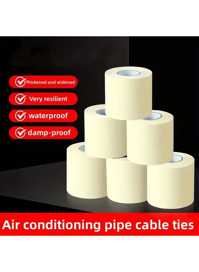 6 لفات شريط لاصق أنابيب PVC الأبيض لمكيفات الهواء مقاوم للزيت ومضاد للتسرب بعرض 2-4 بوصة - Image 3