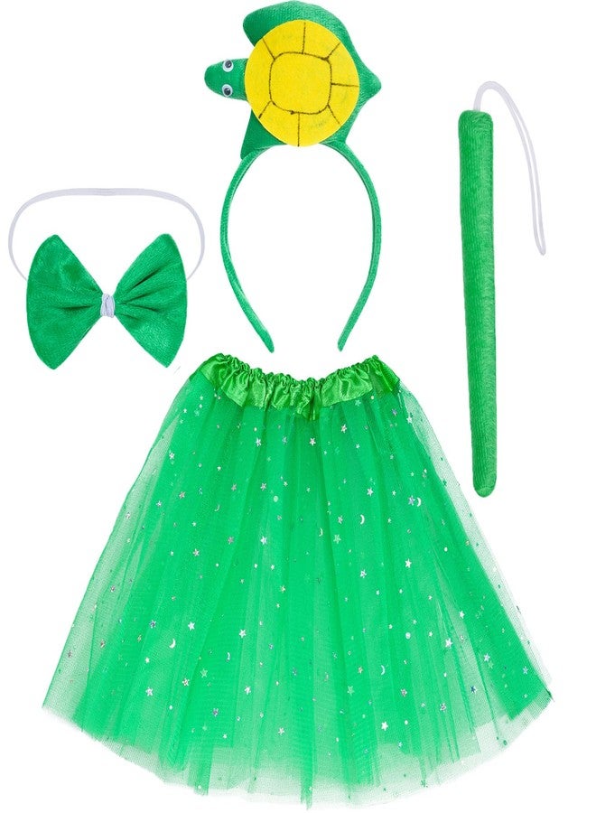 Dxhycc Animal Costume Tutu Set Green Turtle Ear Headband Bowtie Tail Skirt for Halloween Cosplay Party Dress Up - Image 1