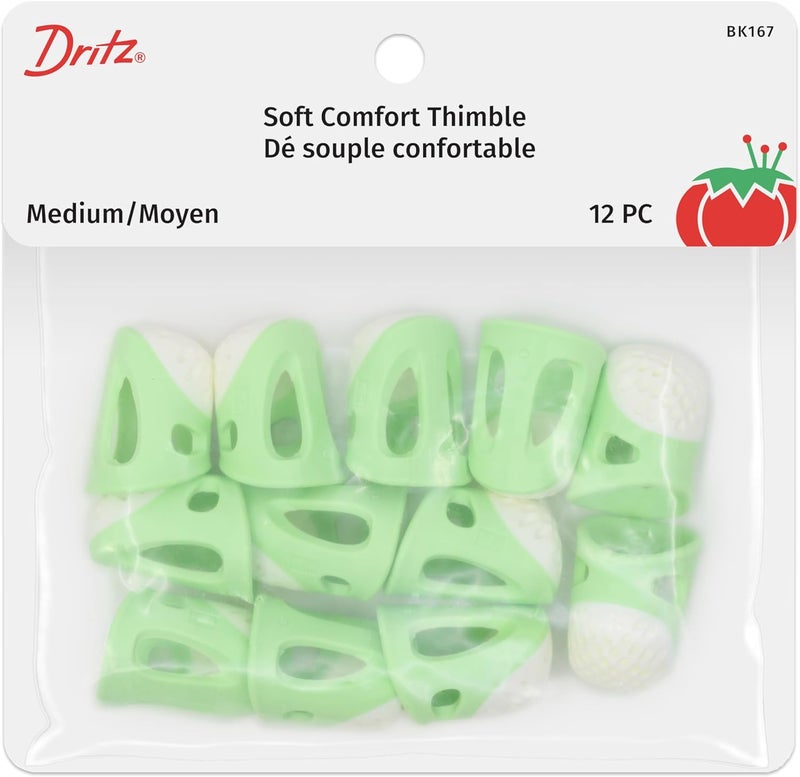 Dritz Soft Comfort Thimbles, Medium, Green, 12 pc - Image 1