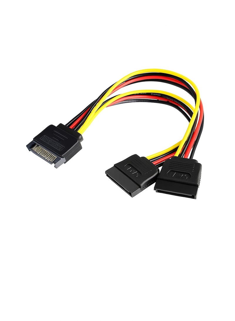 SATA Power Cable 20CM / 8 Inch – SATA to Dual Power Y Splitter Cable for Hard Drive HDD SSD  - Image 1