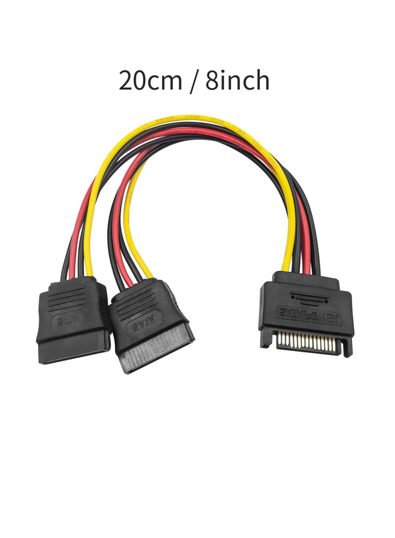 SATA Power Cable 20CM / 8 Inch – SATA to Dual Power Y Splitter Cable for Hard Drive HDD SSD  - Image 2